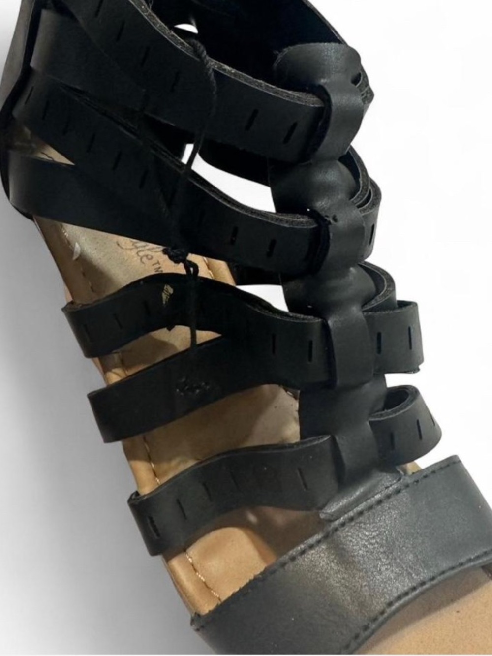 Black Strappy Wedge Sandals - Women - Picture 4 of 7
